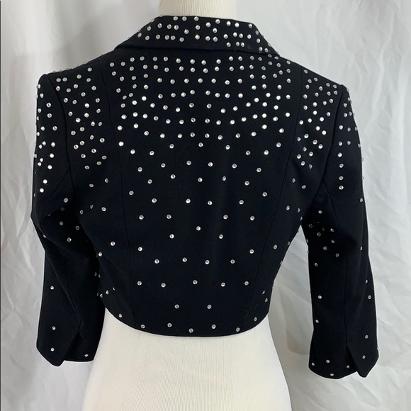 ✓ H&M EUC Bolero crop rhinestone jacket 4 black - Picture 3 of 16